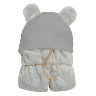 Babymatex, kocyk z mikrofibry z kapturkiem do nosidełka Koala Muslin, 95 cm x 95 cm, szary - zdjęcie produktu