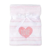 BabyMatex, kocyk z mikrofibry z haftem Ricco, 75 cm x 100 cm, biało-różowy z sercem - miniaturka zdjęcia produktu