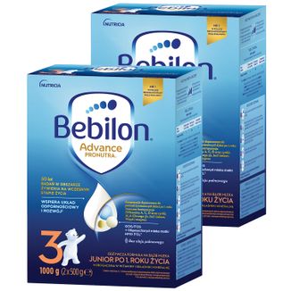 Zestaw Bebilon Advance Pronutra 3 Junior, odżywcza formuła na bazie mleka, po 1 roku, 2 x 1000 g - zdjęcie produktu