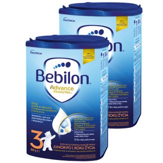 Zestaw Bebilon Advance Pronutra 3 Junior, odżywcza formuła na bazie mleka, po 1 roku, 2 x 800 g - zdjęcie produktu