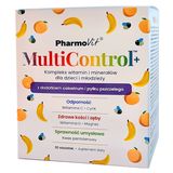 Pharmovit MultiControl+ Kompleks witamin i minerałów dla dzieci i młodzieży, smak bananowo-brzoskwiniowy, 30 saszetek - miniaturka zdjęcia produktu
