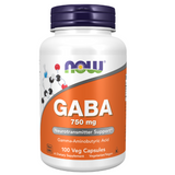 Now Foods GABA 750 mg, kwas gamma aminomasłowy, 100 kapsułek wegańskich - miniaturka zdjęcia produktu