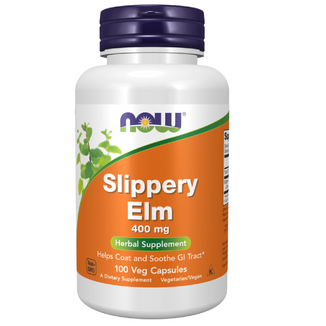 Now Foods Slipery Elm 400 mg, wiąz czerwony, 100 kapsułek wegańskich - zdjęcie produktu