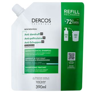 Vichy Dercos Anti Dandruff DS, szampon przeciwłupieżowy, włosy normalne i przetłuszczające się, zapas, 390 ml - zdjęcie produktu