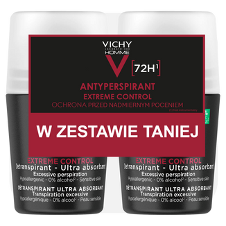 Vichy Homme, antyperspirant roll-on dla mężczyzn, 72-godzinna ochrona, 2 x 50 m - zdjęcie produktu