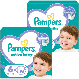 Zestaw Pampers Active Baby, pieluchy, rozmiar 6, 13-18 kg, 2 x 96 sztuk - zdjęcie produktu