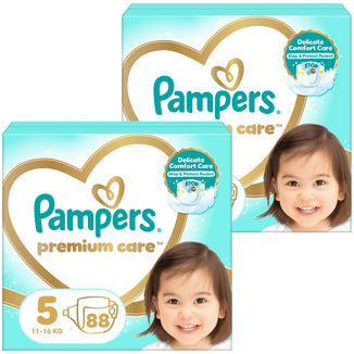 Zestaw Pampers Premium Care, pieluchy rozmiar 5, 11-16 kg, 2 x 88 sztuk - zdjęcie produktu