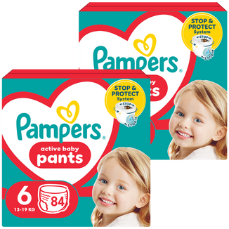 Zestaw Pampers Pants, pieluchomajtki, rozmiar 6, 14-19 kg, 2 x 84 sztuki - zdjęcie produktu