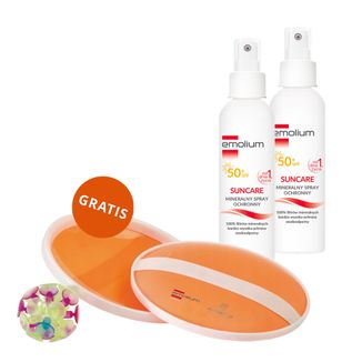 Zestaw Emolium Suncare, mineralny spray ochronny dla dzieci od 1 dnia życia i dorosłych, SPF 50+, 2 x 100 ml + gra plażowa "złap piłkę" gratis - zdjęcie produktu