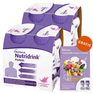 Zestaw Nutridrink Protein, preparat odżywczy, smak owoców leśnych, 8 x 125 ml + książeczka z przepisami gratis - zdjęcie produktu