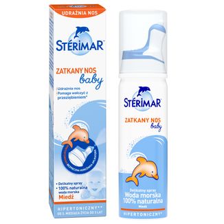 Sterimar Baby Zatkany Nos, spray hipertoniczny z miedzią, dla dzieci od 3 miesiąca, 50 ml USZKODZONE OPAKOWANIE - zdjęcie produktu