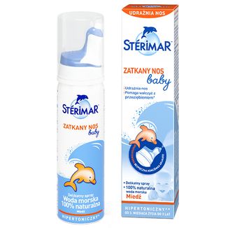 Sterimar Baby Zatkany Nos, spray hipertoniczny z miedzią, dla dzieci od 3 miesiąca, 50 ml - zdjęcie produktu
