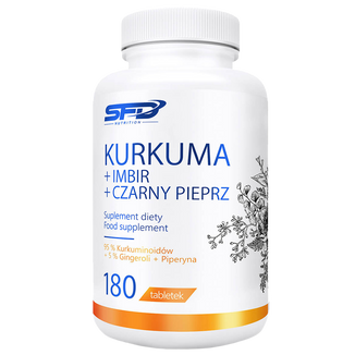 SFD Kurkuma + Imbir + Czarny Pieprz, 180 tabletek - zdjęcie produktu