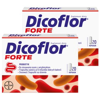 Zestaw Dicoflor Forte (dawniej Dicoflor 6), dla dzieci od 3 lat i dorosłych, 2 x 20 kapsułek - zdjęcie produktu