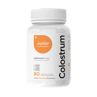 Colostrum Junior, cukierki, smak mleczno-truskawkowy, 80 sztuk - zdjęcie produktu