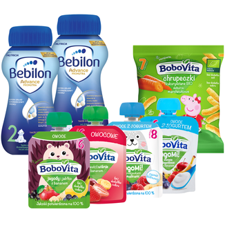 Zestaw Bebilon Advance Pronutra 2, mleko następne gotowe do spożycia, po 6 miesiącu, 2 x 200 ml + BoboVita chrupeczki, 20 g + deser, 4 x 80 g - zdjęcie produktu