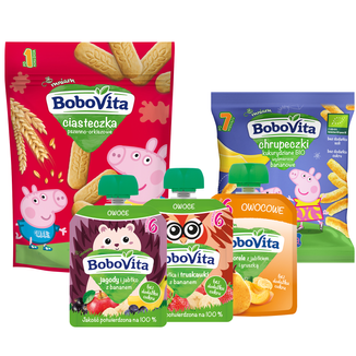 Zestaw BoboVita mus w tubce, 3 x 80 g + chrupeczki, 20 g + ciasteczka, 150 g - zdjęcie produktu