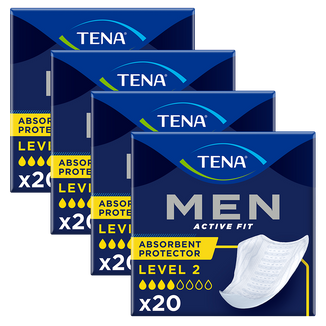 Zestaw Tena Men Active Fit, wkładki anatomiczne dla mężczyzn, Level 2, 4 x 20 sztuk - zdjęcie produktu