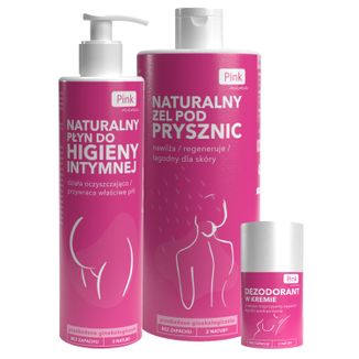 Zestaw Pink Mama, naturalny płyn do higieny intymnej, 250 ml + żel pod prysznic, 500 ml + dezodorant w kremie, 50 ml - zdjęcie produktu