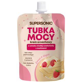 Supersonic Tubka Mocy, krem orzechowy, smak biała czekolada z malinami, 50 g - zdjęcie produktu