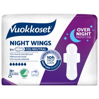 Vuokkoset White, podpaski ze skrzydełkami na noc, Night Wings, 9 sztuk - zdjęcie produktu