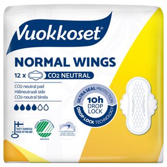 Vuokkoset White, podpaski ze skrzydełkami, Normal, 12 sztuk - zdjęcie produktu