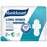 Vuokkoset White, podpaski ze skrzydełkami, Long, 10 sztuk - miniaturka zdjęcia produktu
