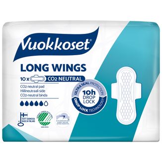 Vuokkoset White, podpaski ze skrzydełkami, Long, 10 sztuk - zdjęcie produktu