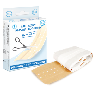 Testeo, plaster z opatrunkiem do cięcia, dzianinowy, cielisty, 1 m x 6 cm USZKODZONE OPAKOWANIE - zdjęcie produktu