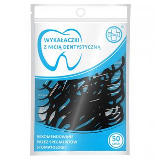 Testeo, wykałaczki z nicią dentystyczną, czarne, 50 sztuk - zdjęcie produktu