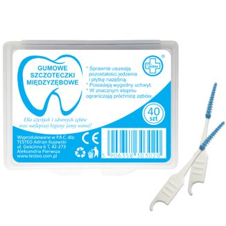 Testeo, szczoteczki międzyzębowe, gumowe, 0,8-1,0 mm, 40 sztuk - zdjęcie produktu