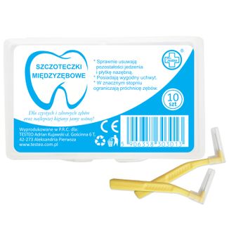 Testeo, szczoteczki międzyzębowe, żółte, 0,7 mm, 10 sztuk - zdjęcie produktu