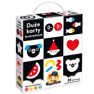 CzuCzu Duże karty kontrastowe, książeczka dla dzieci, 0-3 miesiące, 24 elementy USZKODZONE OPAKOWANIE - zdjęcie produktu