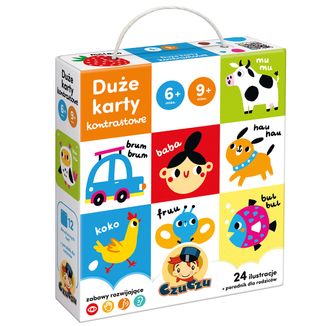 CzuCzu Duże karty kontrastowe, książeczka dla dzieci, 6-9 miesięcy, 24 elementy - zdjęcie produktu