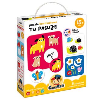 CzuCzu Tu pasuje, puzzle kontrastowe dla dzieci, od 15 miesiąca, 16 elementów - zdjęcie produktu
