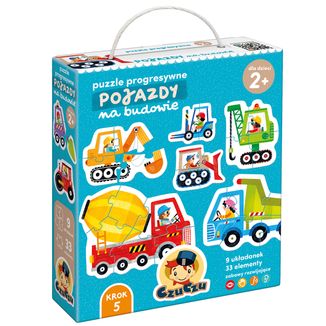 CzuCzu Pojazdy na budowie, puzzle progresywne dla dzieci, od 2 lat, 33 elementy - zdjęcie produktu