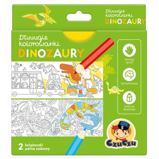 CzuCzu Dłuuugie kolorowanki Dinozaury, 2 książeczki dla dzieci, od 4 lat - zdjęcie produktu