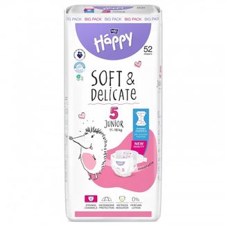 Bella Baby Happy, pieluchy, rozmiar 5 Junior, 11-18 kg, 52 sztuki - zdjęcie produktu