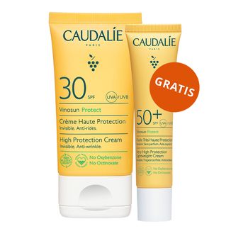 Caudalie Vinosun Protect, niewidoczny krem o wysokiej ochronie, SPF 30, 50 ml + niewidoczny, lekki, krem o bardzo wysokiej ochronie, SPF 50+, 20 ml gratis - zdjęcie produktu