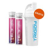 Zestaw Triggy Multiwitamina, smak truskawkowy, 2 x 20 tabletek musujących + shaker, 700 ml gratis - miniaturka zdjęcia produktu