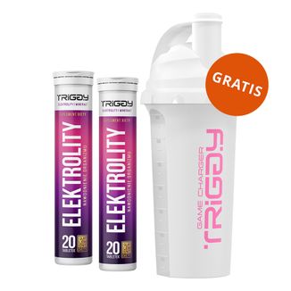 Zestaw Triggy Elektrolity, smak grejpfrut-żurawina, 2 x 20 tabletek musujących + shaker, 700 ml gratis - zdjęcie produktu