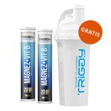 Zestaw Triggy Magnez + Vit. B, smak czarnej porzeczki, 2 x 20 tabletek musujących + shaker, 700 ml gratis - miniaturka zdjęcia produktu