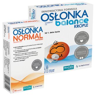 Zestaw Osłonka Balance, krople dla dzieci od urodzenia, 7,5 ml + Osłonka Normal, 10 kapsułek - zdjęcie produktu