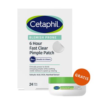 Cetaphil Blemish Prone, plastry na wypryski, 24 sztuki + krem nawilżający do twarzy z kwasem hialuronowym, na noc, 48 ml gratis - zdjęcie produktu