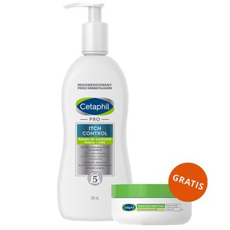 Cetaphil Pro Itch Control, balsam do nawilżania twarzy i ciała, dla niemowląt i dzieci, 295 ml + krem nawilżający do twarzy z kwasem hialuronowym, na noc, 48 ml gratis - zdjęcie produktu