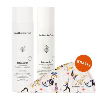 Zestaw Health Labs Balance On, serum-wcierka regenerująca do skóry głowy, 50 ml + trychoszampon nawilżający z prebiotykami, 250 ml + turban do włosów gratis - zdjęcie produktu
