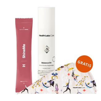 Zestaw Health Labs Balance On, serum-wcierka regenerująca do skóry głowy, 50 ml + ShineMe, 30 saszetek + turban do włosów gratis - zdjęcie produktu