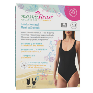 Masmi Reuse, menstruacyjny jednoczęściowy kostium kąpielowy, UPF 50+ czarny, rozmiar L - zdjęcie produktu