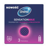 Unimil Sensation Max, prezerwatywy lateksowe z wypustkami, 3 sztuki - miniaturka zdjęcia produktu