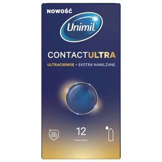 Unimil Contact Ultra, prezerwatywy ekstra nawilżane, ultracienkie, 12 sztuk - zdjęcie produktu